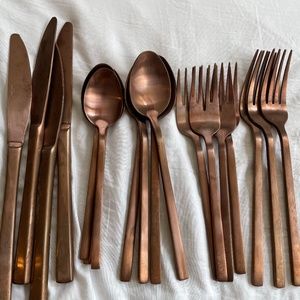 COPPER FLATWARE WEST ELM SET MATTE